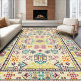 Ultra Soft Area Rug, Non Slip, Stain Resistant, Washable Area Rugs for Living Room, Bedroom, Boho Chic Beige Area with Multi Colored Geometric(Beige)