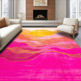 Ultra Soft Area Rug, Non Slip, Stain Resistant, Washable Area Rugs for Living Room, Bedroom, Chic Sunset-Inspired Artistic Flair(Yellow)