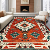 Ultra Soft Area Rug, Non Slip, Stain Resistant, Washable Area Rugs for Living Room, Bedroom, Tribal Distressed Ethnic Aesthetic(Red)