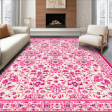 Ultra Soft Area Rug, Non Slip, Stain Resistant, Washable Area Rugs for Living Room, Bedroom, Youthful Blooming Artistry Style(Pink)