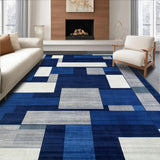 Ultra Soft Area Rug, Non Slip, Stain Resistant, Washable Area Rugs for Living Room, Bedroom, Artistic Square Grid Arrangement(Blue)