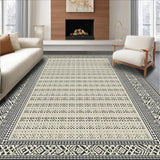 Ultra Soft Area Rug, Non Slip, Stain Resistant, Washable Area Rugs for Living Room, Bedroom, Sophisticated Monochrome Parquet Style(Beige)