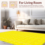 Ultra Soft Area Rug, Non Slip, Stain Resistant, Washable Area Rugs for Living Room, Bedroom, Charming Curvy Scalloped Accent(Yellow)
