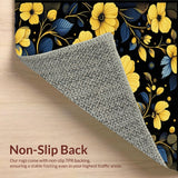 Ultra Soft Area Rug, Non Slip, Stain Resistant, Washable Area Rugs for Living Room, Bedroom, Bold Black and Yellow Petals(Yellow)