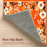 Ultra Soft Area Rug, Non Slip, Stain Resistant, Washable Area Rugs for Living Room, Bedroom, Eclectic Whimsical Garden Design(Orange)