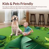 Ultra Soft Area Rug, Non Slip, Stain Resistant, Washable Area Rugs for Living Room, Bedroom, 3D Leaf Shaggy Bath Mat with Non-Slip Absorbent Design(Green)