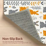 Ultra Soft Area Rug, Non Slip, Stain Resistant, Washable Area Rugs for Living Room, Bedroom, Whimsical Springtime Rabbit Motif(Gray)