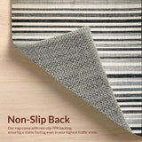 Ultra Soft Area Rug, Non Slip, Stain Resistant, Washable Area Rugs for Living Room, Bedroom, Black and White Striped Rug, Absorbent Non Slip Backing, Geometric Flair(Gray)