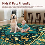 Ultra Soft Area Rug, Non Slip, Stain Resistant, Washable Area Rugs for Living Room, Bedroom, Living Rug Peacock Garden Easy Clean Carpet(Blue)