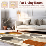 Ultra Soft Area Rug, Non Slip, Stain Resistant, Washable Area Rugs for Living Room, Bedroom, Stylish Deer Pattern with Neutral Hues(Brown)