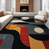 Ultra Soft Area Rug, Non Slip, Stain Resistant, Washable Area Rugs for Living Room, Bedroom, Abstract Black Geometric Living Room Area Rug(Black)