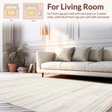 Ultra Soft Area Rug, Non Slip, Stain Resistant, Washable Area Rugs for Living Room, Bedroom, Sleek Neutral Luxe Vibe(Ivory)