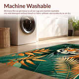 Ultra Soft Area Rug, Non Slip, Stain Resistant, Washable Area Rugs for Living Room, Bedroom, Vintage Botanical Tiger Aesthetic(Green)
