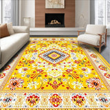 Ultra Soft Area Rug, Non Slip, Stain Resistant, Washable Area Rugs for Living Room, Bedroom, Whimsical Fringe-Trimmed Circle(Yellow)
