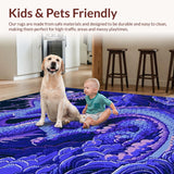 Ultra Soft Area Rug, Non Slip, Stain Resistant, Washable Area Rugs for Living Room, Bedroom, Modern Artistic Dragon Illustration(Blue)