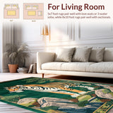 Ultra Soft Area Rug, Non Slip, Stain Resistant, Washable Area Rugs for Living Room, Bedroom, Artistic Tribal Design Element(Green)