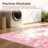Ultra Soft Area Rug, Non Slip, Stain Resistant, Washable Area Rugs for Living Room, Bedroom, Botanical Bliss Area Floral Motif(Pink)
