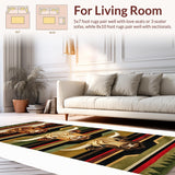 Ultra Soft Area Rug, Non Slip, Stain Resistant, Washable Area Rugs for Living Room, Bedroom, Eclectic Christmas Cattle Imagery(Brown)