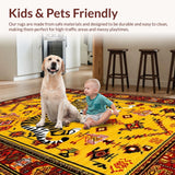 Ultra Soft Area Rug, Non Slip, Stain Resistant, Washable Area Rugs for Living Room, Bedroom, Cozy Rustic Yellow Animal Print(Yellow)
