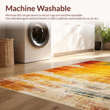 Ultra Soft Area Rug, Non Slip, Stain Resistant, Washable Area Rugs for Living Room, Bedroom, Lively Eclectic Geometric Arrangement(Orange)