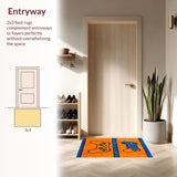 Ultra Soft Area Rug, Non Slip, Stain Resistant, Washable Area Rugs for Living Room, Bedroom, Futuristic Abstract Controller Theme(Orange)