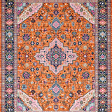 Ultra Soft Area Rug, Non Slip, Stain Resistant, Washable Area Rugs for Living Room, Bedroom, Unique Contemporary Linear Arrangement(Orange)
