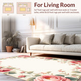 Ultra Soft Area Rug, Non Slip, Stain Resistant, Washable Area Rugs for Living Room, Bedroom, Bright Cheerful Petal Display(Beige)