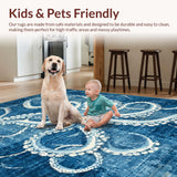 Ultra Soft Area Rug, Non Slip, Stain Resistant, Washable Area Rugs for Living Room, Bedroom, Octopus Rug - Blue and White Octopus Pattern(Blue)
