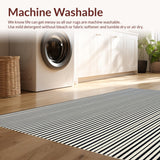 Ultra Soft Area Rug, Non Slip, Stain Resistant, Washable Area Rugs for Living Room, Bedroom, Contemporary Black and White Striped Area Chic Home Decor(Black)