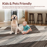 Ultra Soft Area Rug, Non Slip, Stain Resistant, Washable Area Rugs for Living Room, Bedroom, Elegant Earthy Toned Lattice Design(Gray)