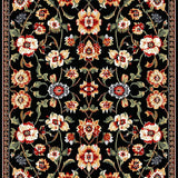 Ultra Soft Area Rug, Non Slip, Stain Resistant, Washable Area Rugs for Living Room, Bedroom, Stylish Black Floral Harmony(Black)