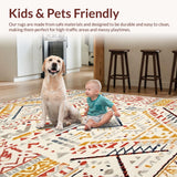 Ultra Soft Area Rug, Non Slip, Stain Resistant, Washable Area Rugs for Living Room, Bedroom, Vibrant Eclectic Geometric Style(White)