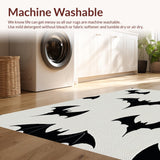 Ultra Soft Area Rug, Non Slip, Stain Resistant, Washable Area Rugs for Living Room, Bedroom, Witchy Bat Shape Bedroom Spooky Decor Mat(Black)