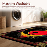 Ultra Soft Area Rug, Non Slip, Stain Resistant, Washable Area Rugs for Living Room, Bedroom, Whimsical Black and White Symmetrical Motif(Red)
