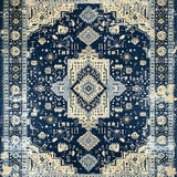 Ultra Soft Area Rug, Non Slip, Stain Resistant, Washable Area Rugs for Living Room, Bedroom, Rustic Textured Abstract Motif(Blue)