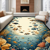 Ultra Soft Area Rug, Non Slip, Stain Resistant, Washable Area Rugs for Living Room, Bedroom, Tropical Fish Area with Unique Coastal Inspired Design for Versatile Decor(Blue)