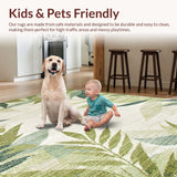 Ultra Soft Area Rug, Non Slip, Stain Resistant, Washable Area Rugs for Living Room, Bedroom, Sage Green Tropical Aesthetic(Beige)