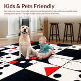 Ultra Soft Area Rug, Non Slip, Stain Resistant, Washable Area Rugs for Living Room, Bedroom, Quirky Colorful Geometric Layout(Red)