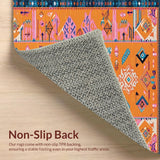 Ultra Soft Area Rug, Non Slip, Stain Resistant, Washable Area Rugs for Living Room, Bedroom, Lively Color-Blocked Geometric Style(Orange)