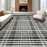 Ultra Soft Area Rug, Non Slip, Stain Resistant, Washable Area Rugs for Living Room, Bedroom, Graphic Stripe Rug with Interlocking Band Motifs and Fine Lines(Gray)