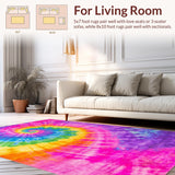Ultra Soft Area Rug, Non Slip, Stain Resistant, Washable Area Rugs for Living Room, Bedroom, Lively Abstract Rainbow Composition(Purple)