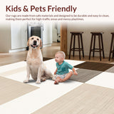 Ultra Soft Area Rug, Non Slip, Stain Resistant, Washable Area Rugs for Living Room, Bedroom, Contemporary Soft Hued Symmetry(Beige)