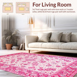 Ultra Soft Area Rug, Non Slip, Stain Resistant, Washable Area Rugs for Living Room, Bedroom, Cute Pastel Geometric Accent(Pink)