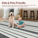 Ultra Soft Area Rug, Non Slip, Stain Resistant, Washable Area Rugs for Living Room, Bedroom, Indoor Outdoor Rug Braided Area Rug Black White Striped Farmhouse Style(Black)