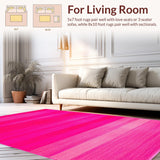 Ultra Soft Area Rug, Non Slip, Stain Resistant, Washable Area Rugs for Living Room, Bedroom, Energetic Modern Layered Design(Pink)