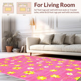 Ultra Soft Area Rug, Non Slip, Stain Resistant, Washable Area Rugs for Living Room, Bedroom, Trendy Colorful Nature-Inspired Print(Pink)
