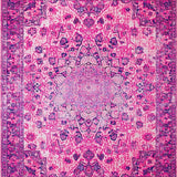 Ultra Soft Area Rug, Non Slip, Stain Resistant, Washable Area Rugs for Living Room, Bedroom, Vibrant Floral Medallion Elegance(Pink)