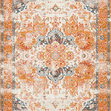 Ultra Soft Area Rug, Non Slip, Stain Resistant, Washable Area Rugs for Living Room, Bedroom, Cozy Pastel Ogee Arrangement(Orange)