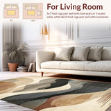 Ultra Soft Area Rug, Non Slip, Stain Resistant, Washable Area Rugs for Living Room, Bedroom, Rustic Earthy Abstract Motif(Beige)