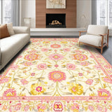 Ultra Soft Area Rug, Non Slip, Stain Resistant, Washable Area Rugs for Living Room, Bedroom, Rustic Warm Floral Aesthetic(Ivory)